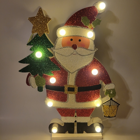 17" Statuaries Red Wooden Pre-Lit Christmas Santa National Tree Company … - Picture 2 of 3